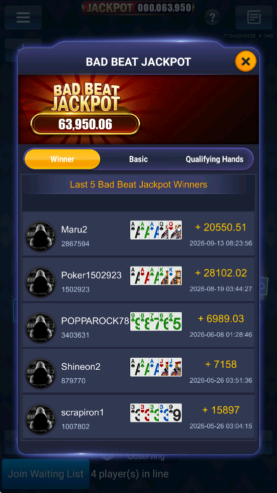 Stars & Stripes Union - Bad Beat Jackpot